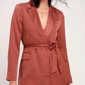 Lulu's Maeve Satin Blazer - Mauve (L)